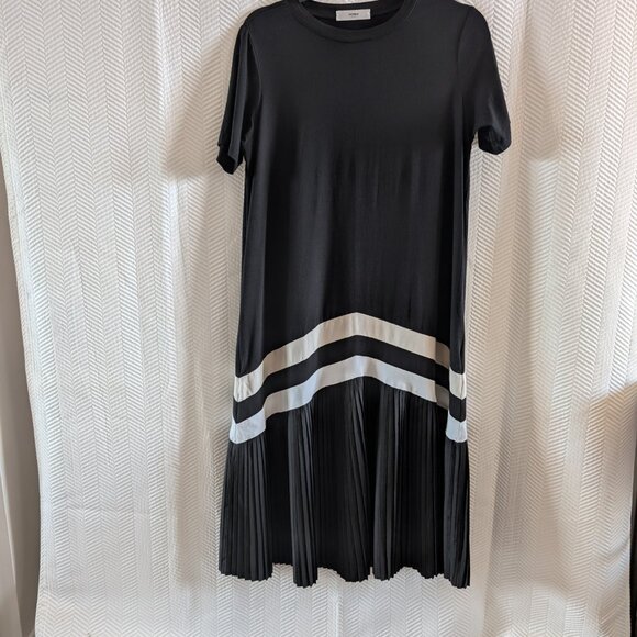 UCHUU Pleat Dress Black with beige white stripe details Size Small 4-6 - Picture 6 of 16